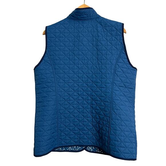 Lands End Jacket Quilted Blue Floral Reversible L Large Gorp Preppy Outdoor - Picture 9 of 9